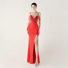 Load image into Gallery viewer, Bead Tube Applique Handmade Beaded Boning Corset Waist Trimming Lace up Satin Evening Dress Cocktail Social Slimming Slim Fit