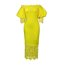 Load image into Gallery viewer, Women Clothes Elegant Lace Stitching Off Neck Dress