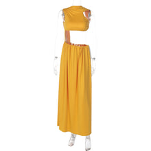 Load image into Gallery viewer, Fall Solid Color Hollow Out Cutout out Vest Stitching Cropped Side Tied Maxi Dress for Women