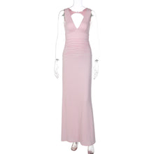 Load image into Gallery viewer, Summer Women Clothing Sexy V neck Backless Slim Fit Pleated Vest Type Double Layer Dress