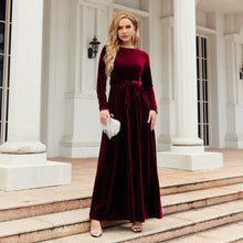 Load image into Gallery viewer, Autumn Winter Elegant Graceful Socialite Maxi Dress Gold Velvet Solid Color High Grade Dress