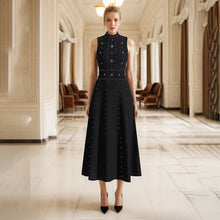 Load image into Gallery viewer, Elegant Spring Beads Rhinestones round Neck Sleeveless Waist Slimming Slim Fit A line Dress