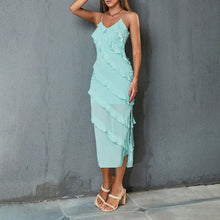 Load image into Gallery viewer, Summer Women Sexy Dress Semi Transparent Stitching Sleeveless Backless Halter Dress