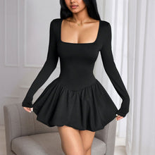 Load image into Gallery viewer, Women Clothing Autumn Winter Long Sleeve Vest Type Slim Fit Sexy Bud Hem Ruffled Dress