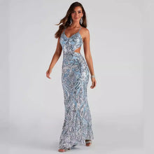 Load image into Gallery viewer, Sexy V Neck Sequ Evening Gown Elegant Cocktail Party Party Dress