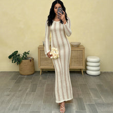 Load image into Gallery viewer, Women Clothing Autumn Sexy Sexy Cutout Bare Back Slim Fit Knitted Long Sleeved Dress Women