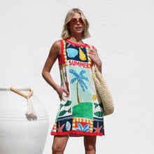 Load image into Gallery viewer, Dress Positioning Multicolor Printing Sleeveless Vest Dress