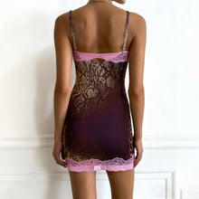 Load image into Gallery viewer, Sexy Personalized Snake Pattern Lace Contrast Color Splicing Sling Dress Sexy V neck Backless Hip Dress