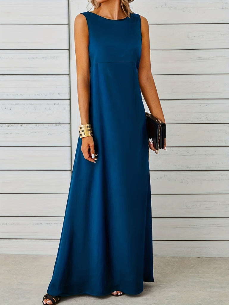 Sexy Sleeveless Dress Solid Color Mid Length Slim Strap Vest Dress