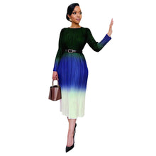 Load image into Gallery viewer, Women Clothing Gradient Positioning Printing Long Sleeve Pleated Dress