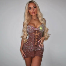 Load image into Gallery viewer, Sexy Slim Rhinestone Tied Dress