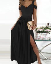Load image into Gallery viewer, Women Clothing Maxi Dress Printed V neck Elegance Sleeveless Sexy Slit Dress