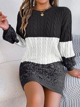Load image into Gallery viewer, Autumn Winter Casual Color Matching Twist Lantern Sleeve Woolen Dress Women Clothing