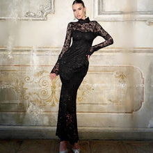 Load image into Gallery viewer, Women Clothing Summer Sexy Lace Stitching Slim Long Sleeve Dress