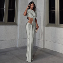 Load image into Gallery viewer, Winter Sexy Slim Fit Cropped Split Dress Solid Color Skinny Sheath Dress