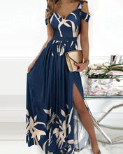 Load image into Gallery viewer, Women Clothing Maxi Dress Printed V neck Elegance Sleeveless Sexy Slit Dress