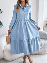 Load image into Gallery viewer, Autumn Winter Collared Casual Loose Long Sleeve Ruffled Shirt Dress Women Clothing