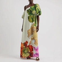 Load image into Gallery viewer, Spring Summer Oblique Shoulder Positioning Printed Dress Casual Vacation Loose Dress