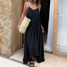 Load image into Gallery viewer, Women Clothing Fashionable Sleeveless Cami Dress Simple Graceful Backless Loose Black Dress