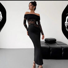 Load image into Gallery viewer, Hollow Out Cutout out Summer off-Shoulder Lace Maxi Dress Long Sleeve High Grade Sexy Sheath Dress Women Clothing