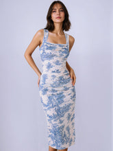 Load image into Gallery viewer, Summer Fresh Maxi Dress Square Collar Slimming Side Slit Sling Dress