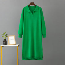 Load image into Gallery viewer, Autumn Winter Polo Collar Base Knitting Loose Solid Color Women Dress