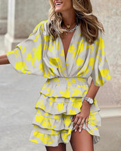Load image into Gallery viewer, Women Batman Sleeve V Neck Irregular Hem Dress