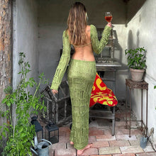 Load image into Gallery viewer, Fall Best Seller in Sexy Backless Hollow Out Cutout out See through Long Sleeve Slim Long Woolen Dress for Women