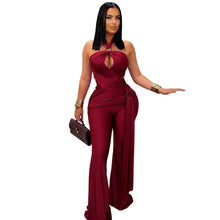 Load image into Gallery viewer, Women Wear Solid Color Elegant Halter Wide Leg Arm Covering Jumpsuit