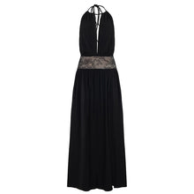 Load image into Gallery viewer, Elegant Graceful Women Halter Dress Backless Lace Hollow Out Cutout Split Lace up Maxi Dress