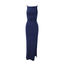 Load image into Gallery viewer, Women Clothing Summer Suspender off Neck Pleated Side Slit Elegant Dress