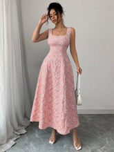 Load image into Gallery viewer, Popular Summer Vest Pullover Square Collar Jacquard Floral Swing Elegant Dress