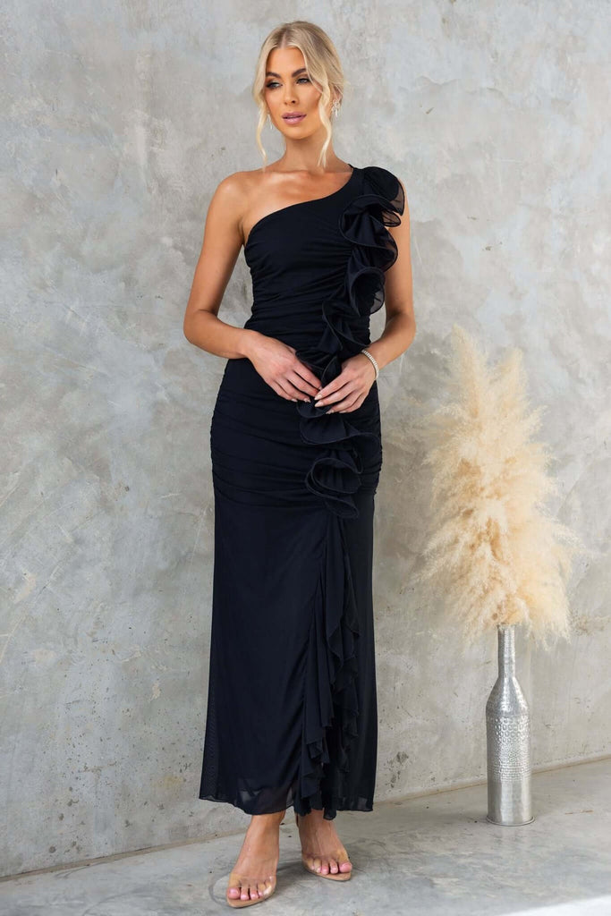 Summer Slant Shoulder Sexy Pleated High Slit Slim Fit Dress