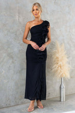 Load image into Gallery viewer, Summer Slant Shoulder Sexy Pleated High Slit Slim Fit Dress