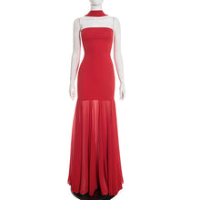 Load image into Gallery viewer, Women Clothing Autumn Winter Solid Color Elegant Sleeveless Chiffon Stitching Tube Top Ribbon Maxi Dress