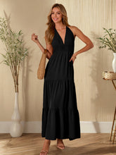 Load image into Gallery viewer, Women Clothing Sexy V neck Halter Lace up Sleeveless Dress Solid Color Dress