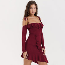 Load image into Gallery viewer, Autumn off Neck Strap Tube Top Dress Women Sexy Backless Sheath Fishtail Dress