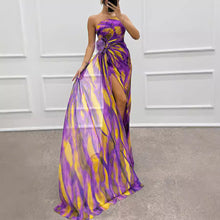 Load image into Gallery viewer, Chiffon Floral Print Slit Dress Casual Party Long Women Clothing Dress