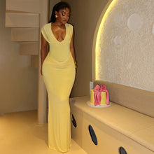 Load image into Gallery viewer, Simple Slim Fit Women Street Pleated Hip Dress Sexy V neck Sleeveless Elegant Dress