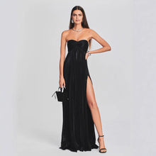 Load image into Gallery viewer, Summer Chest Wrapped Dress Stylish Texture Sexy Slit Women Evening Dresses