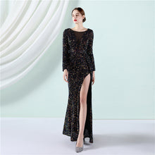 Load image into Gallery viewer, Cocktail Elegant Long Long Sleeve Sequined Atmosphere Fishtail Evening Dress
