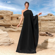 Load image into Gallery viewer, Sleeveless Sloping Shoulder Dress Women Summer Waist Slimming Dress Retro A line Dress Long Large Hem Robe