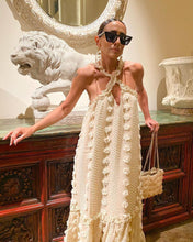 Load image into Gallery viewer, Halter Three Dimensional Floral Mop Tiered Dress