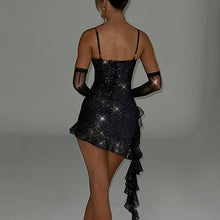 Load image into Gallery viewer, Women Clothing Mesh Silver Strap Tube Top Dress Sexy Sexy Backless Hip Dress