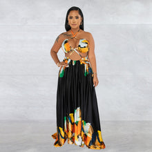 Load image into Gallery viewer, Women Wear Contrast Color Lace up Sleeveless Wrapped Chest Dress