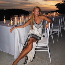 Load image into Gallery viewer, Lace Spaghetti Strap Maxi Dress Summer Artificial Silk Sexy Slit Stitching Lace Dress Women