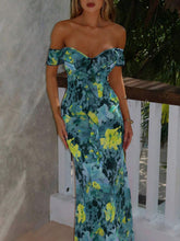 Load image into Gallery viewer, Summer Women Sexy Printed Ruffled Spaghetti Straps Slim Slimming Dress