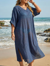 Load image into Gallery viewer, Women Beach Cover up Summer Women Clothes V neck Loose Casual Dress Split Mop Dress