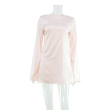 Load image into Gallery viewer, Fashionable Elegant Women Casual Loose round Neck Long Sleeve Satin Comfortable Dress Short