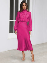 Load image into Gallery viewer, Autumn High Grade Satin Long Sleeve Loose Dress Elegant Women Evening Dress